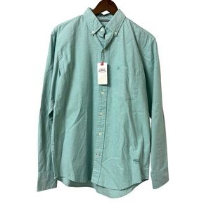 IZOD Saltwater Men’s relaxed classic agate green long sleeve button down shirt S